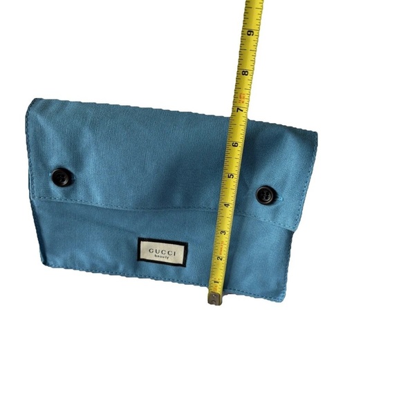 Gucci Beauty Blue Cosmetic Makeup Bag Travel Pouch Cotton Fold Over Button - Picture 7 of 8
